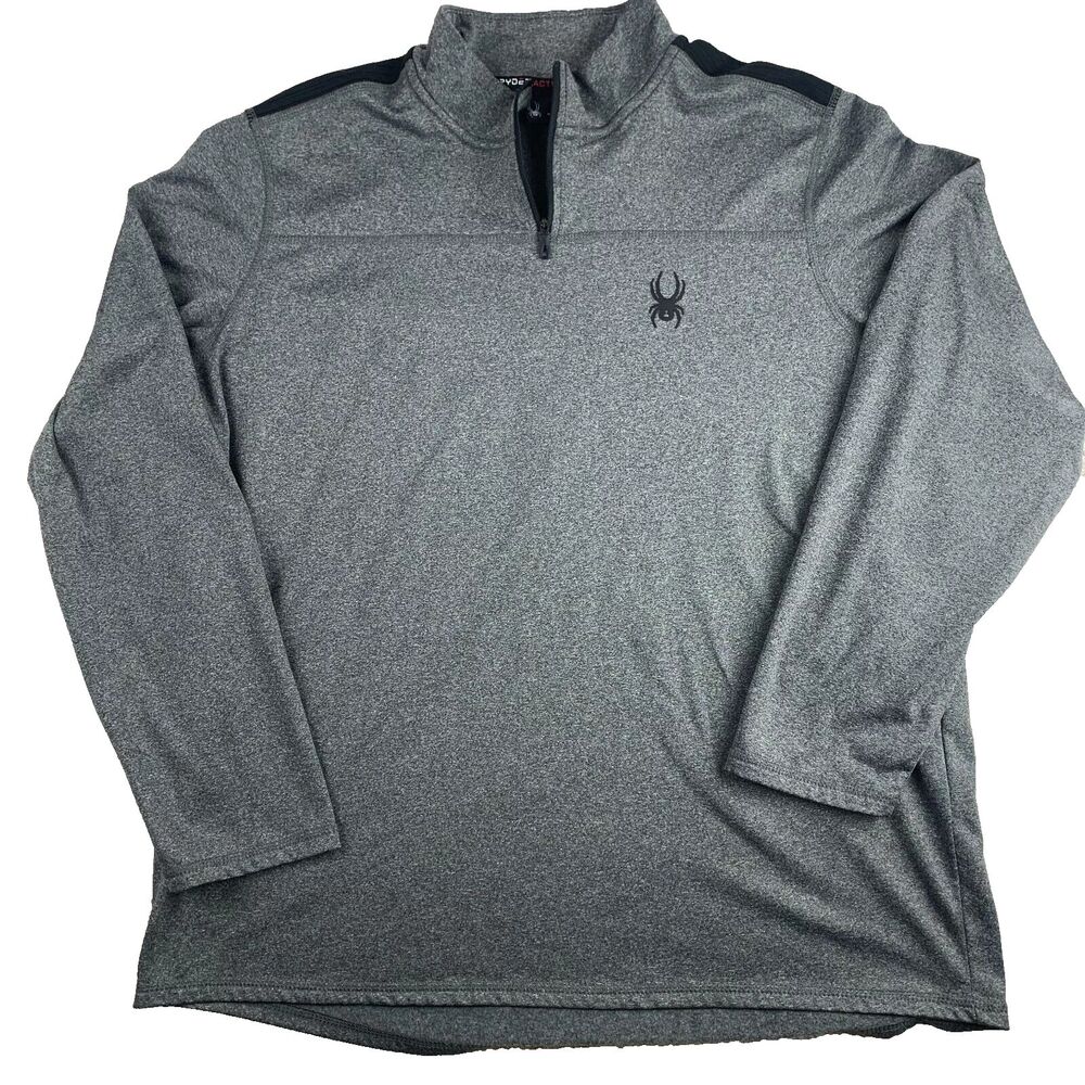 Spyder Active Mens 1/4 Zip Pullover Sweater Track Jacket Adult Large Gray ProWeb